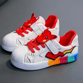 

Pikachu shoes children's animation casual shoes autumn net red board shoes low top hand painted graffiti baby sports shoes