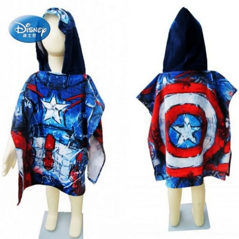 Дисней хлопок Мстители Капитан Америка Mc queen тачки Мальчики с капюшоном полотенце-накидка Впитывающее детское пляжное полотенце 60X120 см - Цвет: Avengers1