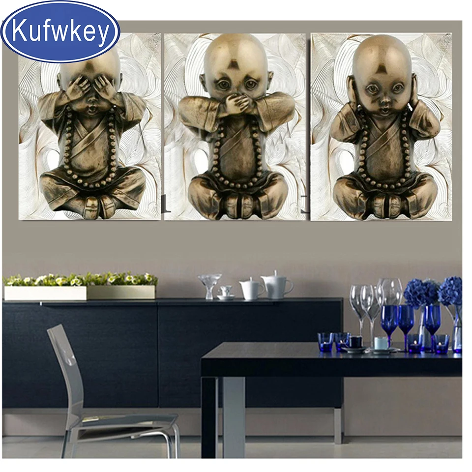 3 предмета Будда алмазов картина полный дрель квадратная Алмазная мозаика алмаз