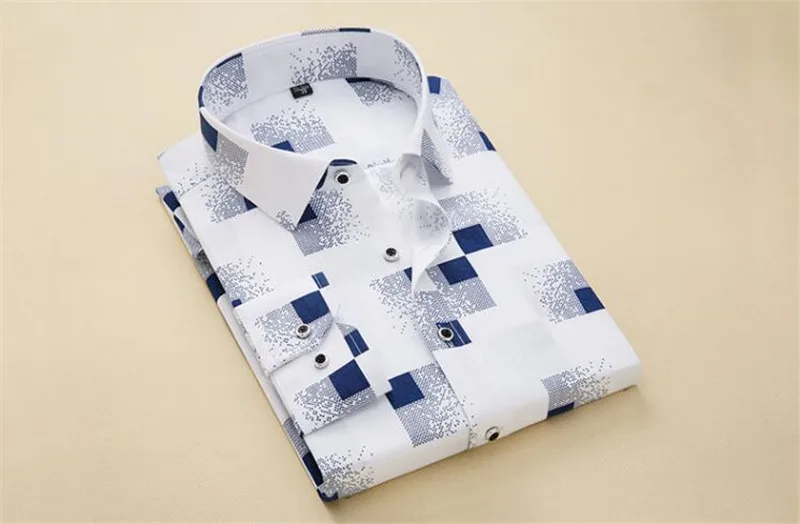 

2019 brand new 100% polyester men's fashion men's printed long-sleeve shirt men's slim fit brand clothing
