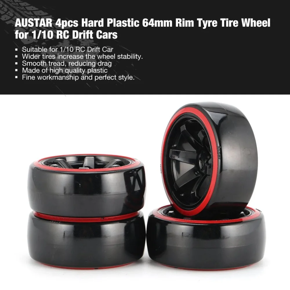 

AUSTAR AX 4pcs 64mm Hard Plastic Rim Tyre Tire Wheel for 1/10 RC Drift Car Model HSP HPI Component Spare Parts Accessories fz