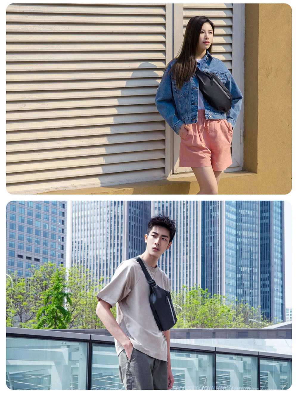 Original Xiaomi Multifunctional Sports Leisure Chest Bag YKK Smooth Zipper Waterproof Surface 2.25L Large space Fashion Belt Bag (20)