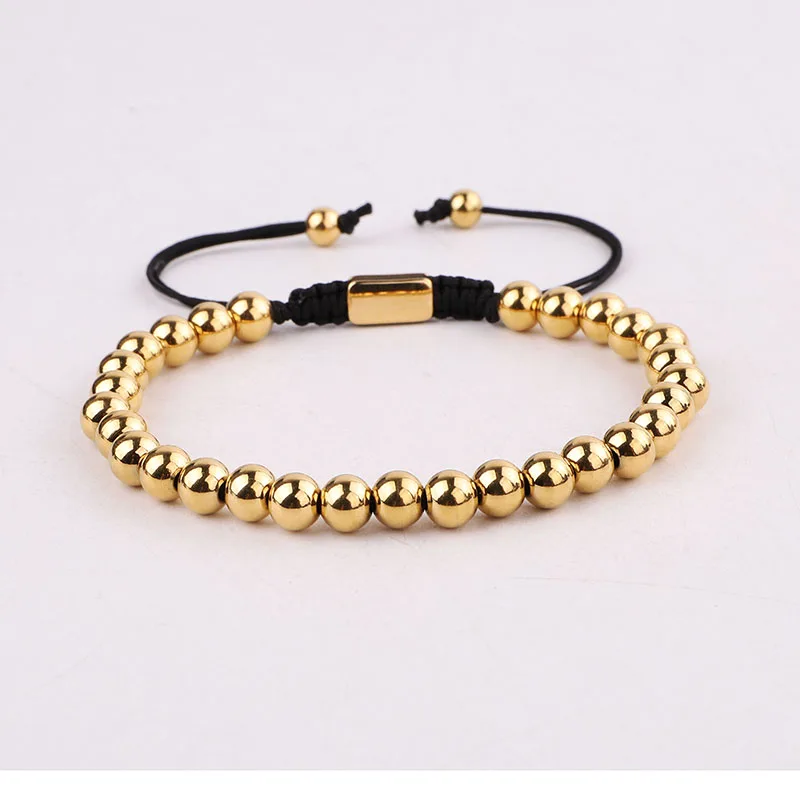 New High Quality Natural Square Stone Stainless Steel Gold Beads Friendship Macrame Bracelet Men - Image 5