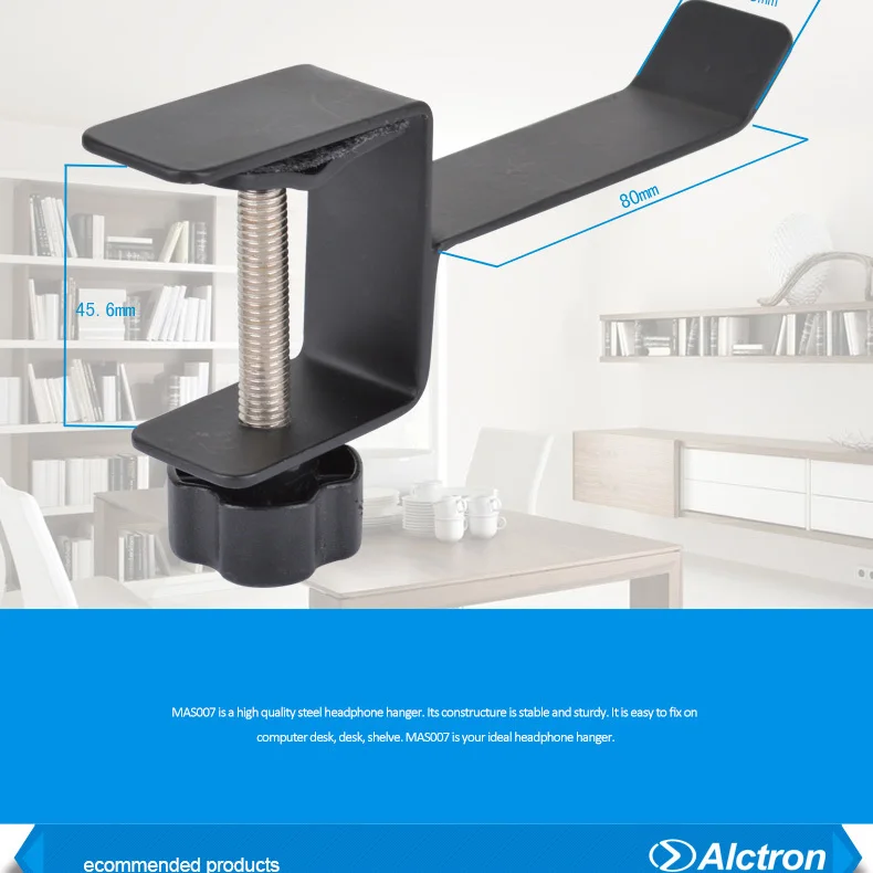 Alctron MAS007 Headphone Hanger For Studio Microphone Earphone Stannds Metal Headphone Holder Hook Hanger Desk Mount Stand