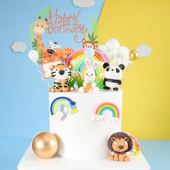 

Cakelove safari animals jungle wildlife collection cake topper cupcake party for baking cake decorating tools anniversary