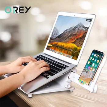 

Portable Laptop Stand For Macbook Pro Air iPad Tablet Foldable Support Notebook Base Cooling Pad Bracket Desk With Phone Holder
