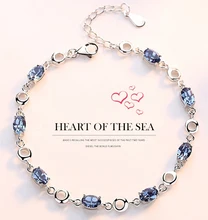 Blue Topaz Stone Jewelry S925 Silver Plated Bracelet for Women Female Crystal Jewelry Student Bracelets Girlfriend Birthday Gift