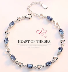 Blue Topaz Stone Jewelry S925 Silver Plated Bracelet for Women Female Crystal Jewelry Student Bracelets Girlfriend Birthday Gift