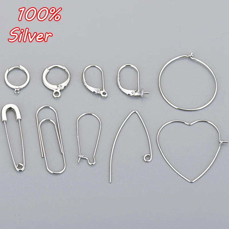 

925 Sterling Silver Color Gold Earring Punk Rock Style Safety Pin Ear Hook Stud Earrings Exquisite Jewelry Making Accessories
