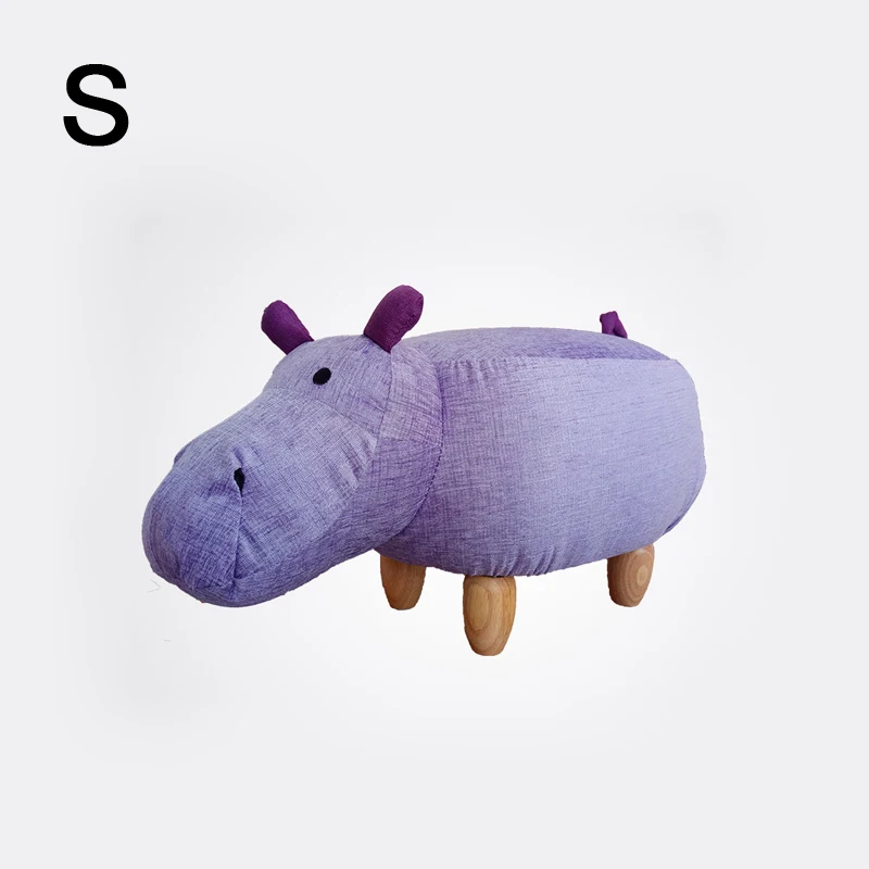 Purple Hippo-S Диван Османская фасоль мешок табурет для обуви пуф ткань для стула детские игрушки табурет для ног из цельного дерева нордическая мебель для дома Декор для гостиной спальни - Цвет: Purple Hippo-S