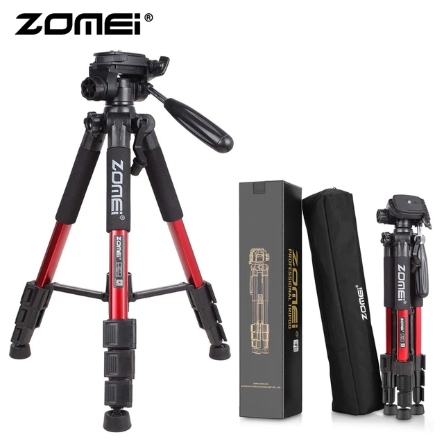US $35.31 Zomei Red Q111 Lightweight Tripod Professional Portable Travel Camera Stand with Pan Head Carry Bag
