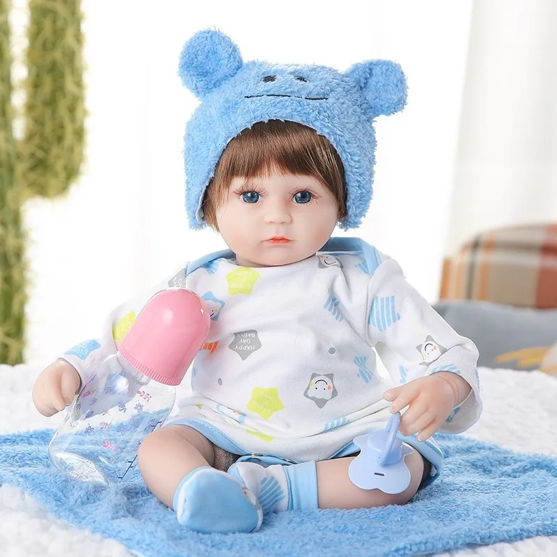 45cm Vinyl Simulation Rebirth Doll Baby Soft Rubber Doll Fashion Western Style Baby Early Education Toy Birthday Present