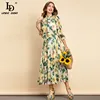 LD LINDA DELLA 2022 Summer Fashion Runway Vacation Chiffon Dress Women Bow Collar Floral Print Holiday Party Elegant Midi Dress ► Photo 2/4