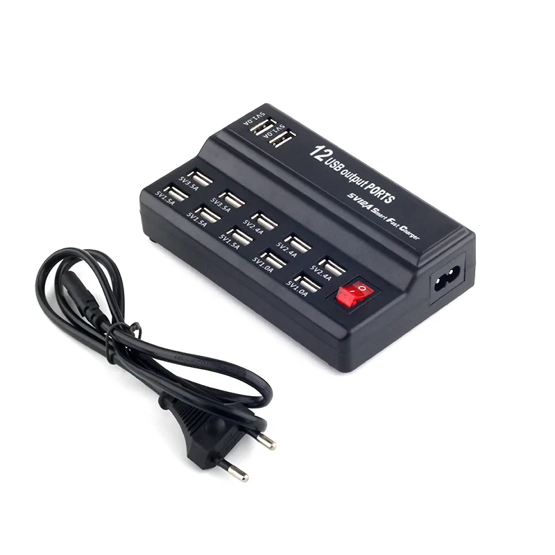 USB концентратор для быстрой зарядки 12 портов с автоматическим