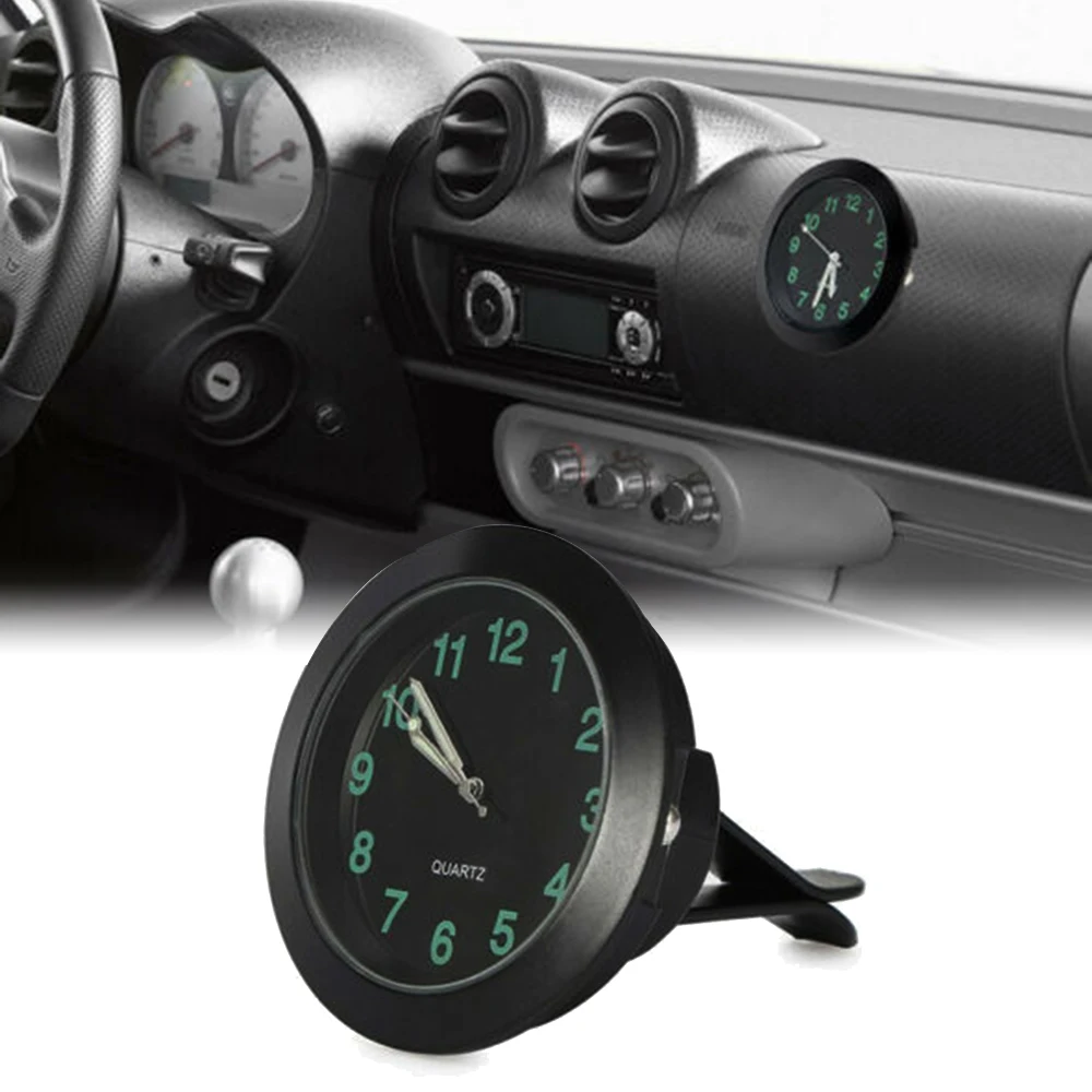 1 шт. мини люминесцентные автомобильные часы с вентиляционным отверстием, интерьерные кварцевые аналоговые часы, аксессуары для авто