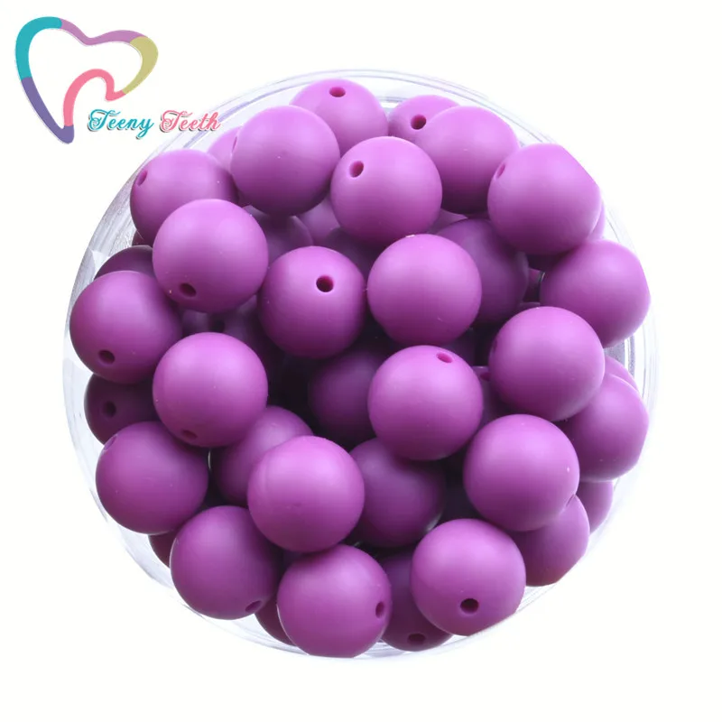 

Teeny Teeth 100 PCS Soft Beads French Plum Round 9-19 MM Silicone Teething Beads For DIY Jewelry Making Pacifier Clip Necklace