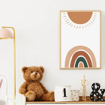 

Trendy Boho Rainbow Sun Nursery Baby Decor Canvas Painting Pictures Wall Art Posters Prints for Kids Baby Room Home Decoration