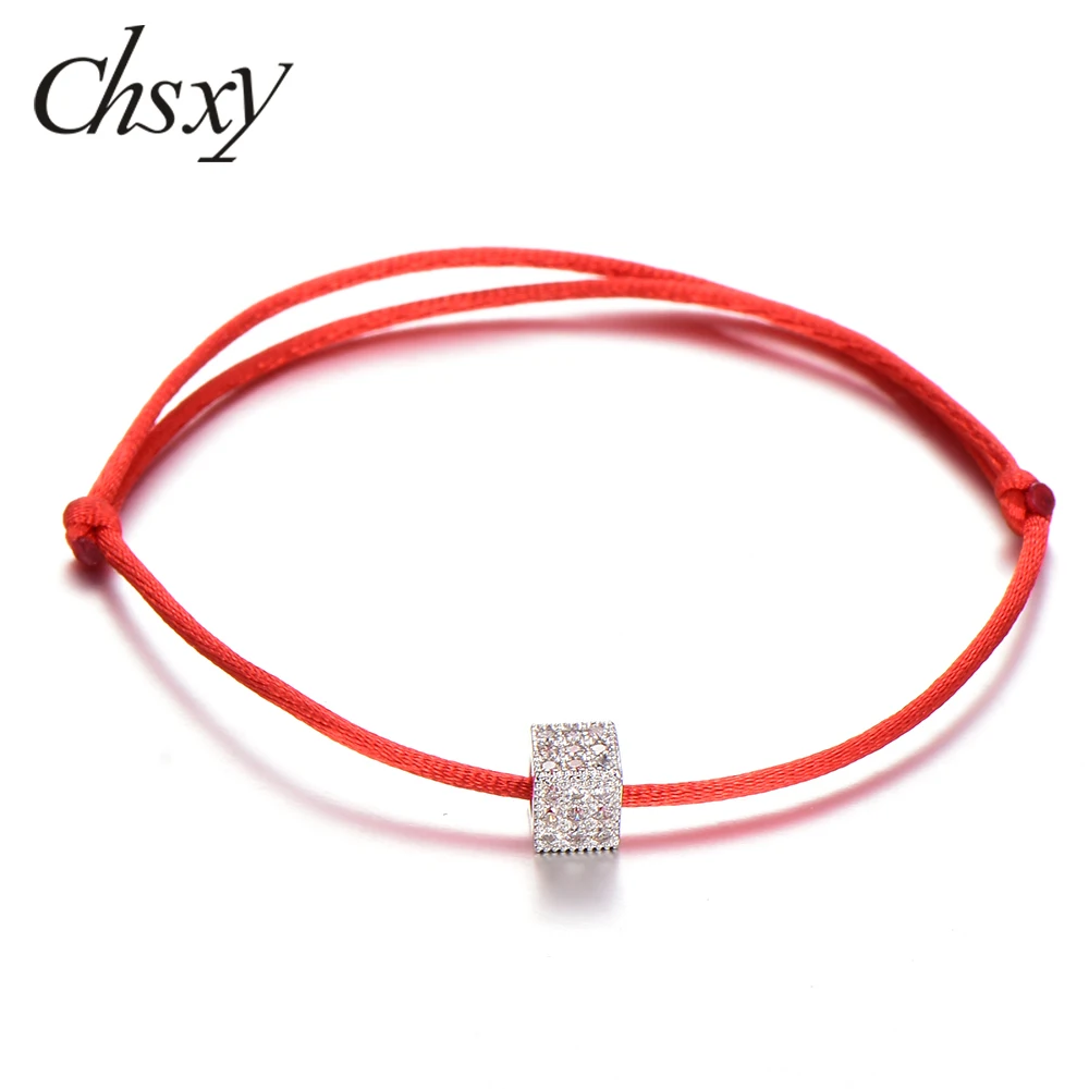 CHSXY Micro CZ Хрустальный Кубический Бисер Красная Нить Браслет минимализм ручной работы веревка пара браслетов и браслет роскошный светильник