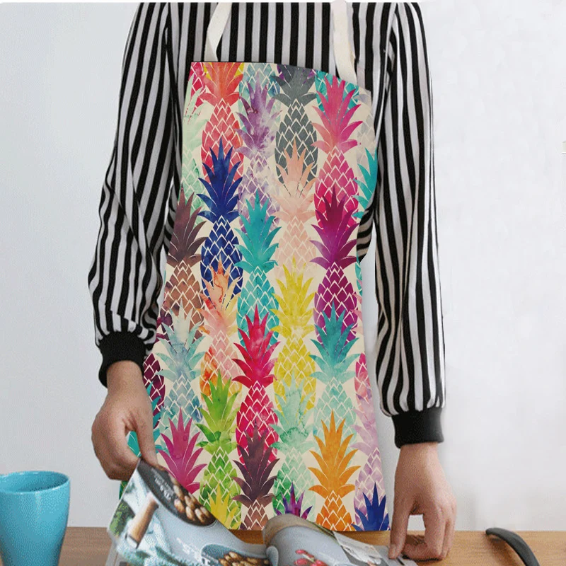 Pineapple Apron Kitchen Aprons for Women Cotton Linen Bibs Household Cleaning Pinafore Home Cooking Aprons