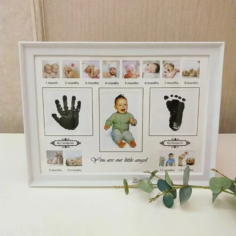 Cadre Photo empreinte de main bébé avec tampon encre nouveau-né décor cadeau enfants empreinte main encreur Souvenirs 19QF