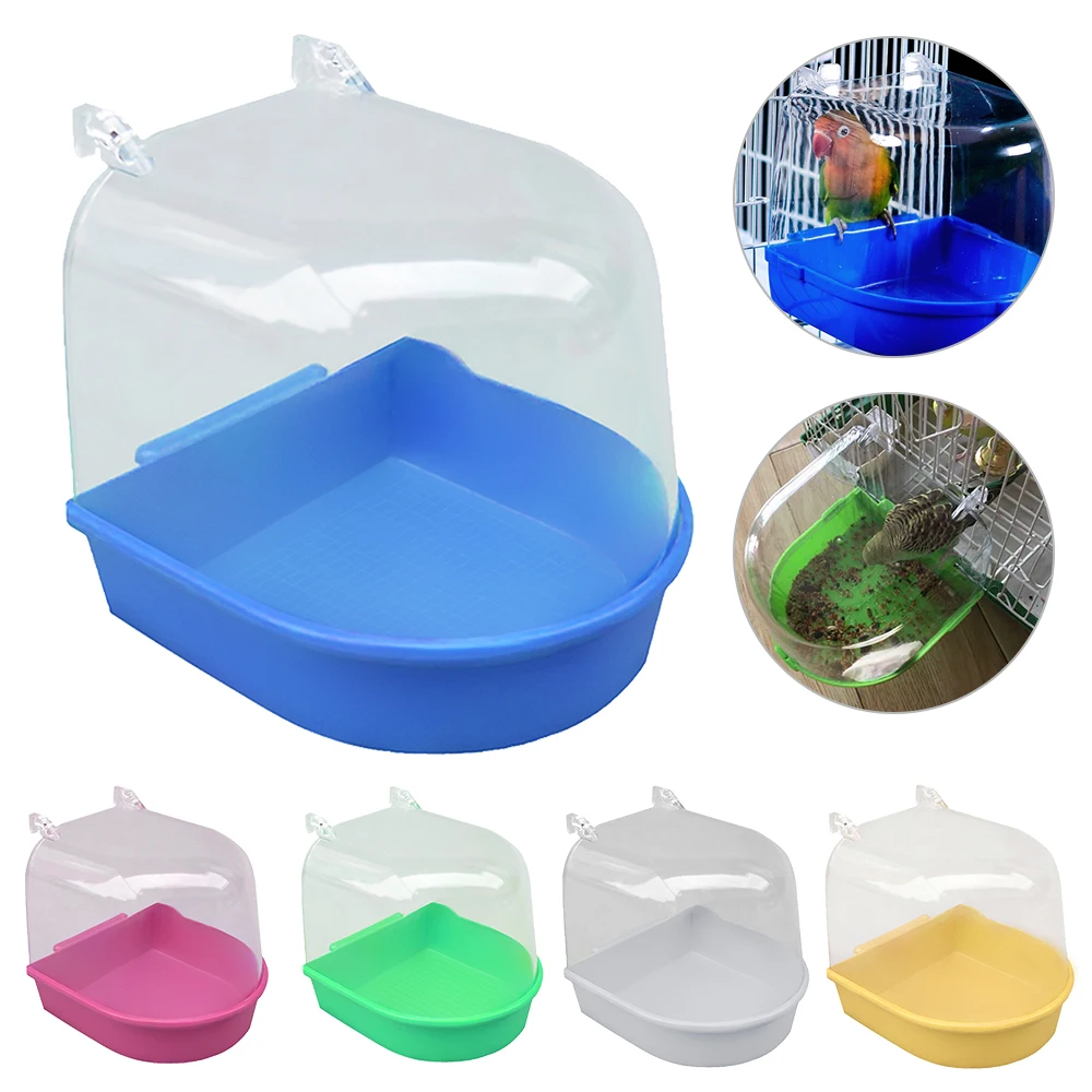 Water Bath Tub For Pet Parakeet Birds Parrots Cage Hanging Accessory