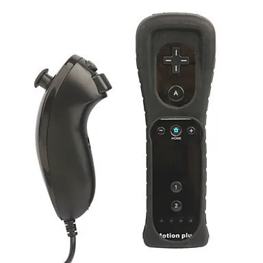 Встроенный беспроводной пульт дистанционного управления Motion Plus для Nintendo wii Nunchuck для Nintendo wii Пульт дистанционного управления джойстиком Joypad - Цвет: Черный