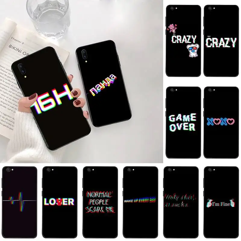 

Color text on a black background TPU black Phone Case Cover Hull For Vivo Y91c Y17 Y51 Y67 Y55 Y93 Y81S Y19 V17 vivos5