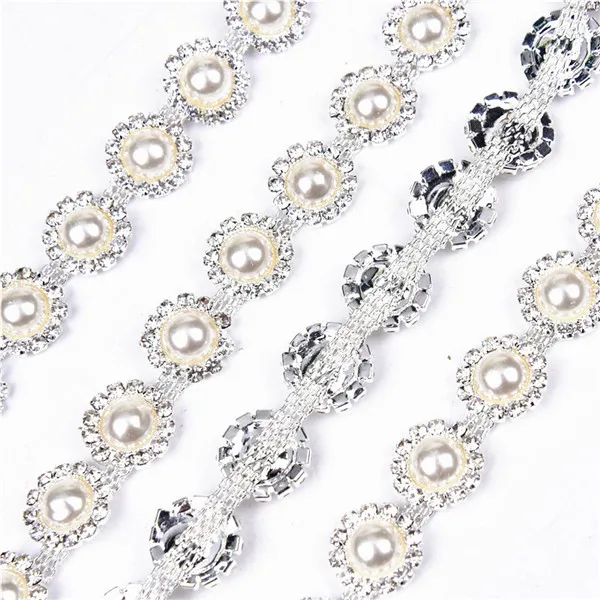 bling 1 ярд/лот модная свадебная жемчужная отделка подвеска-кристалл металлическая цепочка для свадебного платья украшение на голову - Цвет: style 7   1.3cm wide