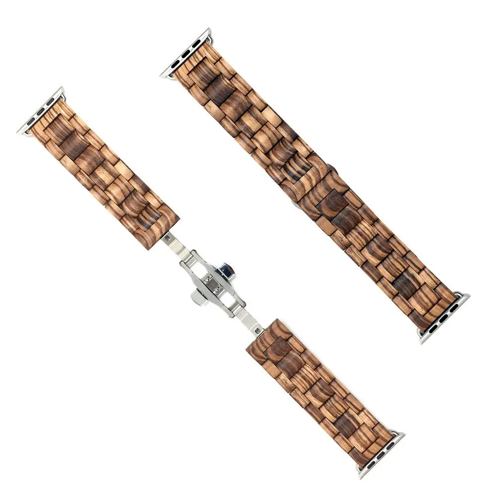 Деревянный браслет для apple watch 4 band 44 мм 40 мм Высокое качество цельная древесина часы ремень для iwatch 3 2 1 38 мм 42 мм петли аксессуары