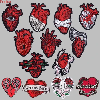 

Prajna Anatomical Heart Stripes Badges Embroidery Patches For Backpack Stickers On Clothes Clothing Iron On Tactical Patches DIY