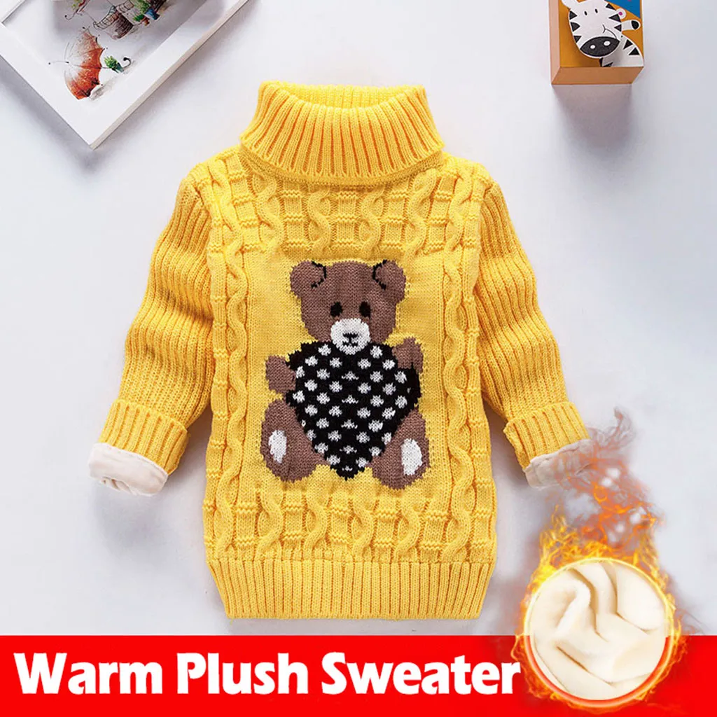 Детский свитер; свитер для маленьких девочек и мальчиков с принтом медведя; вязаная крючком плюшевая одежда; рождественские детские свитера; трикотажная одежда Navid