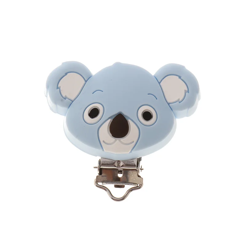 Fkisbox 2pcs Mouse Pacifier Clip Silicone Bead Baby Teether& Plastic Teething Accessories Nipple Clasps Toy DIY Round Koala