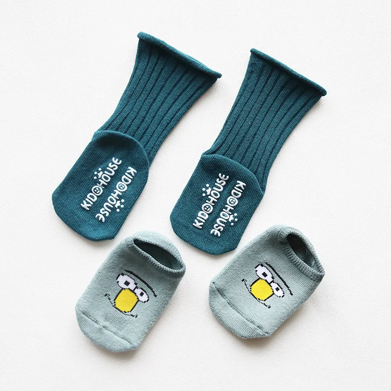 2 пары детских носков до колена носки для новорожденных хлопковые детские носки для мальчиков и девочек с рисунками из мультфильмов Нескользящие повседневные зимние детские гетры - Цвет: 1