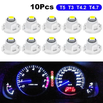 10x T5 T3 T4.2 T4.7 LED Lampadina per auto Luces LED Para Auto Interni Luce laterale Lampada per strumenti Cruscotto Indicatore luminoso 12V