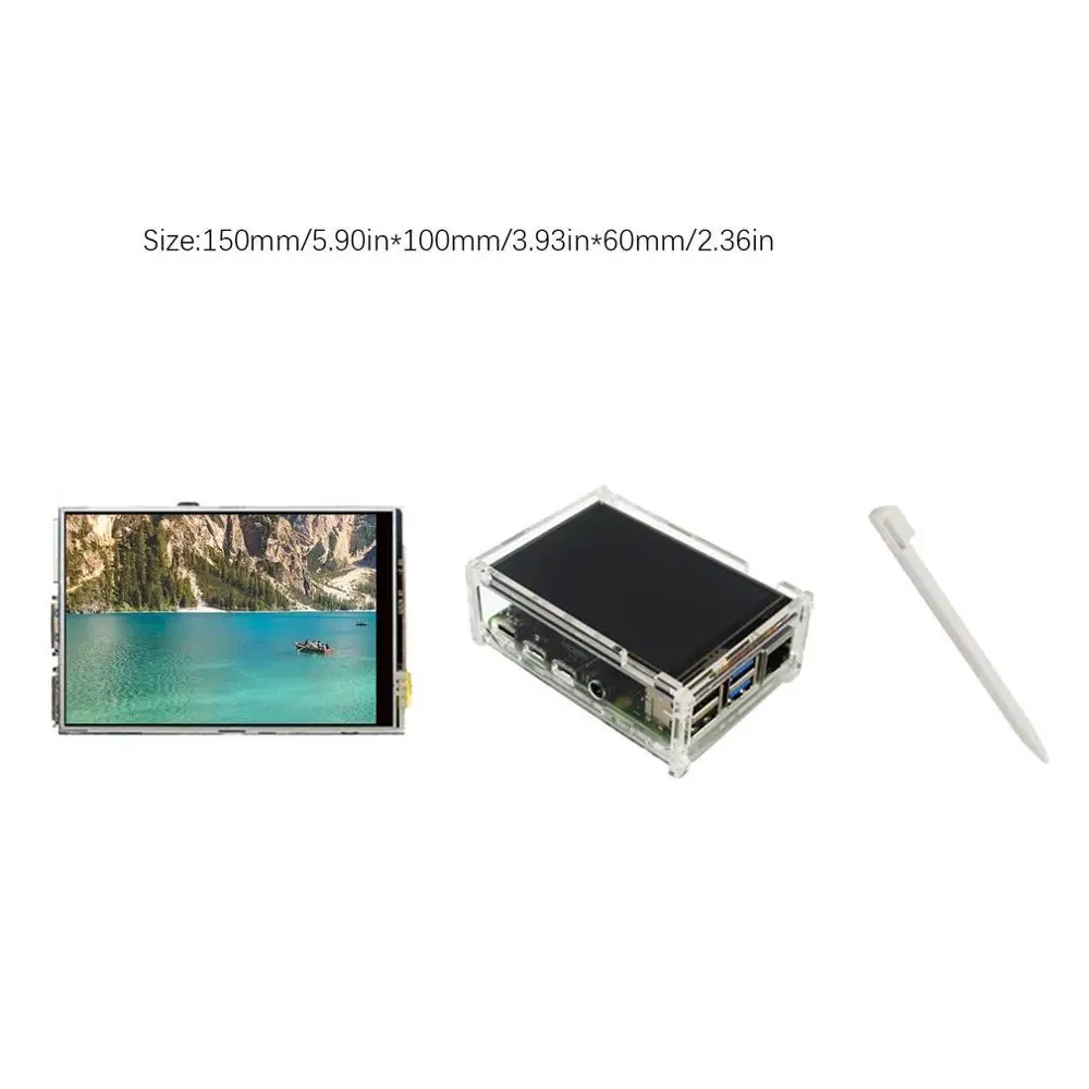 Для Raspberry Pi Модель B 3,5-дюймовый жидкокристаллический дисплей с сенсорным экраном+ сенсорная ручка+ акриловая прозрачная замена корпуса
