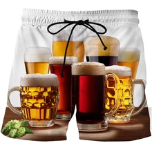 

2021 new men's casual pants 3D printing quick-drying comfortable sweatpants beer art high quality beach pants swimming shorts.