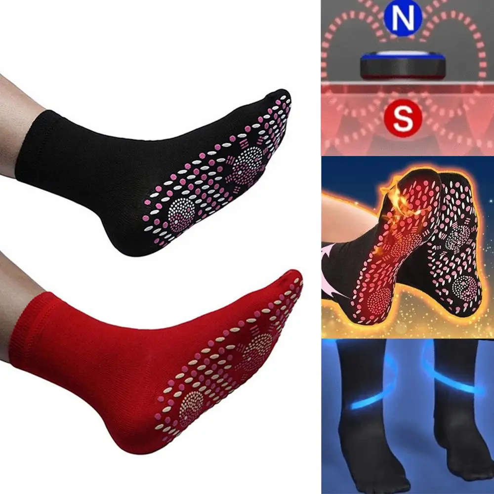 2Pair Self-Heating Health Care Socks Tourmaline Magnetic Therapy Comfortable And Breathable Massager Winter Warm Foot Care Socks