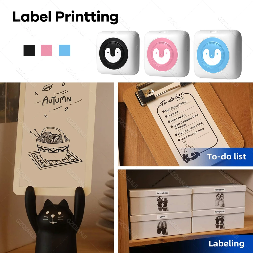 2021 Baru 200DPI Printer Foto Bluetooth Nirkabel Terhubung Melalui Telepon Gratis Aplikasi untuk Android dan IOS Printer Label Stiker