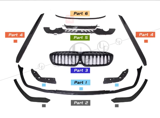 3 серии G20 G28 M-tech body kit для 3S G20 G28 330li 340 в MP стиль передний задний спойлер боковая юбка заднее крыло - Цвет: 1 2 4 5 6