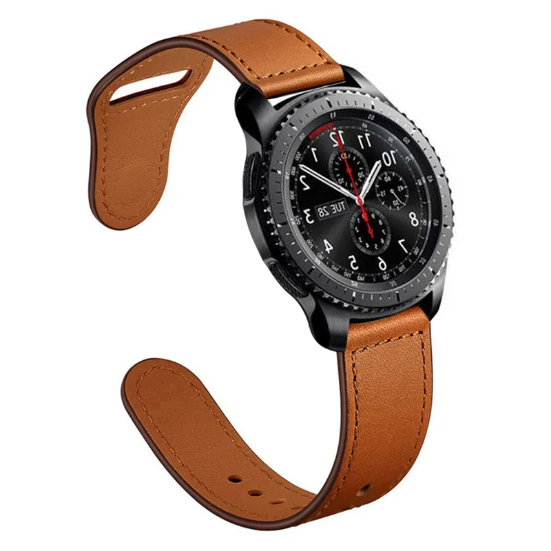 Кожаный ремешок gear S3 frontier для samsung Galaxy watch 46 мм 22 мм ремешок для часов correa amazfit gtr 47 мм 47 huawei watch gt ремешок - Цвет ремешка: brown