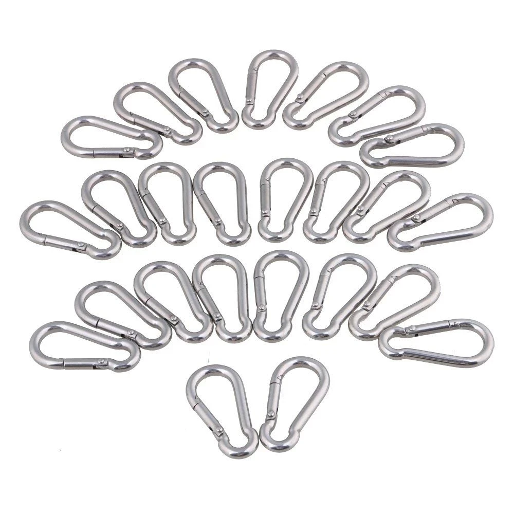 

5/10/25pcs 304 Stainless Steel Spring Clasp M4 M5 M6 Multifunctional Spring Snap Carabiner Quick Link Lock Ring Hook