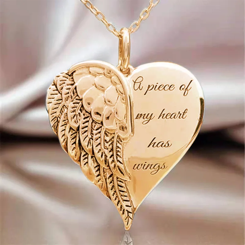 Лидер продаж женское ожерелье с надписью A Piece Of My Heart Has Wings золотой серебряный