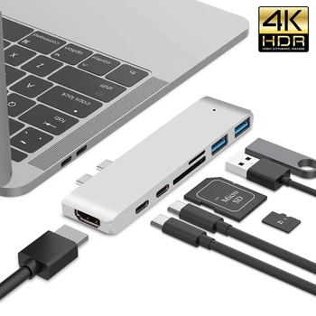 USB 3.1 C타입 허브-HDMI 어댑터, 4K 썬더볼트 3 USB C 허브, 허브 3.0 TF SD 리더 슬롯 PD, 맥북 에어 프로 2020 M1 칩용