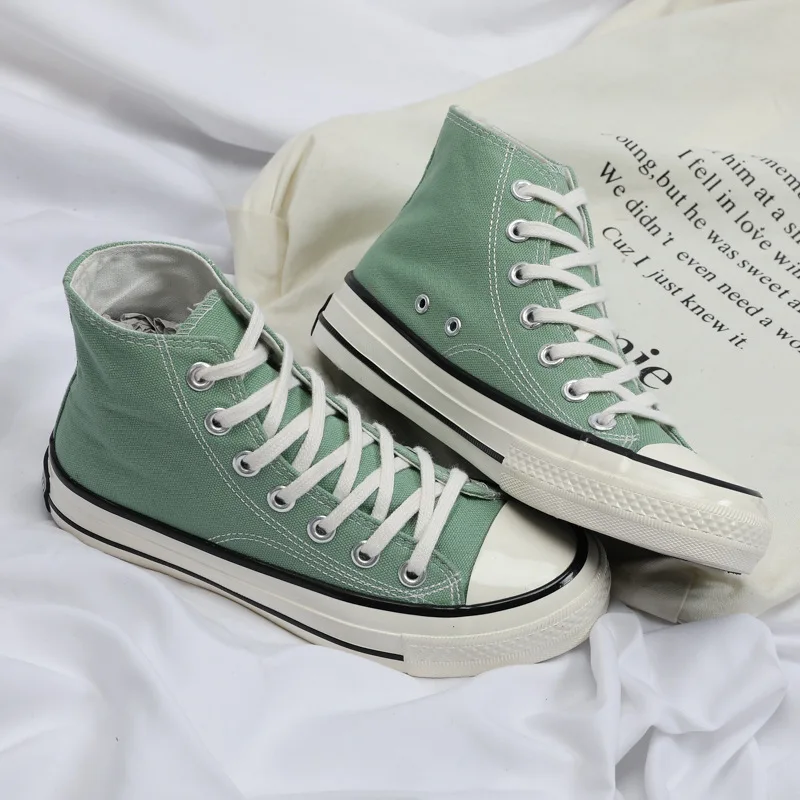 Г. Модная женская обувь из вулканизированной кожи Осенняя женская обувь на плоской подошве, одноцветная пара женская текстильная обувь твердая обувь Femme Zapatos - Цвет: Mint Green