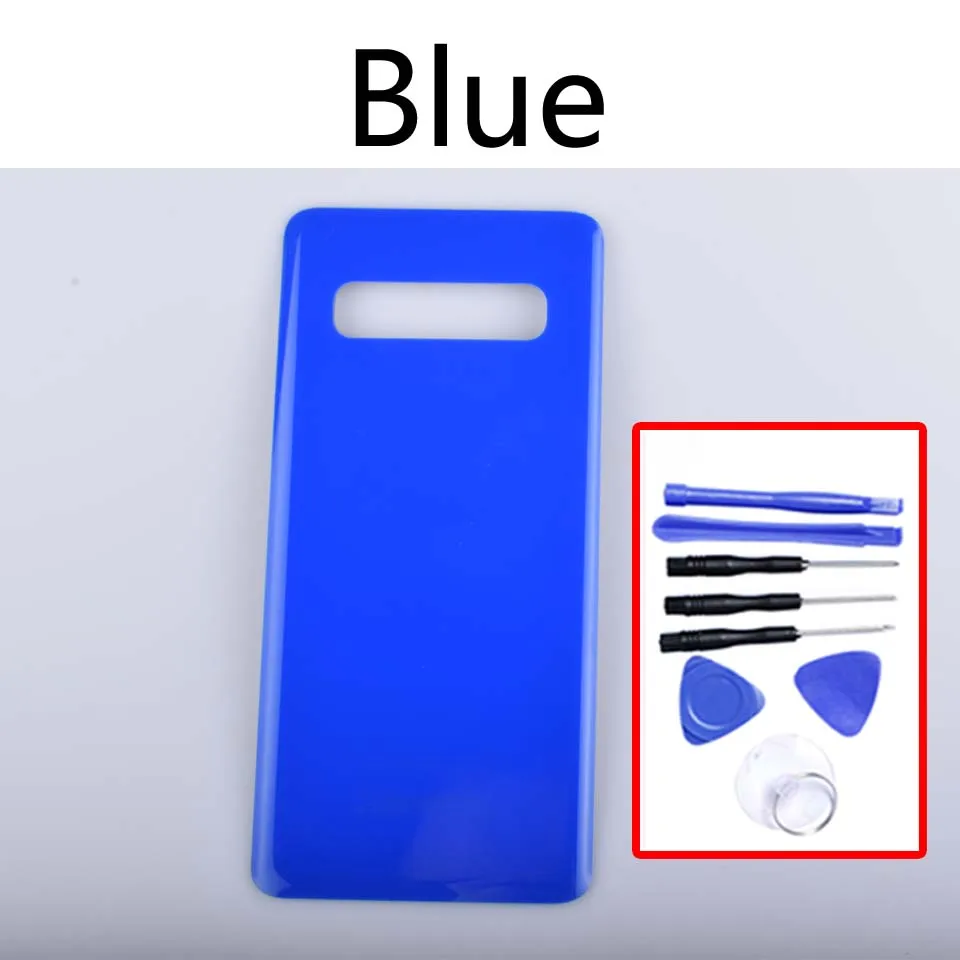 S10 Задняя крышка батареи для samsung Galaxy S10 G973 SM-G973 задняя крышка батарейного отсека Замена - Цвет: Blue-With tool