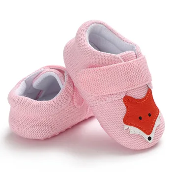 

Cartoon Fox Knit Baby Shoes Soft Cotton Non-slip Newborn First Walkers Shoes Winter Warm Infant Baby Girl Boy Shoes