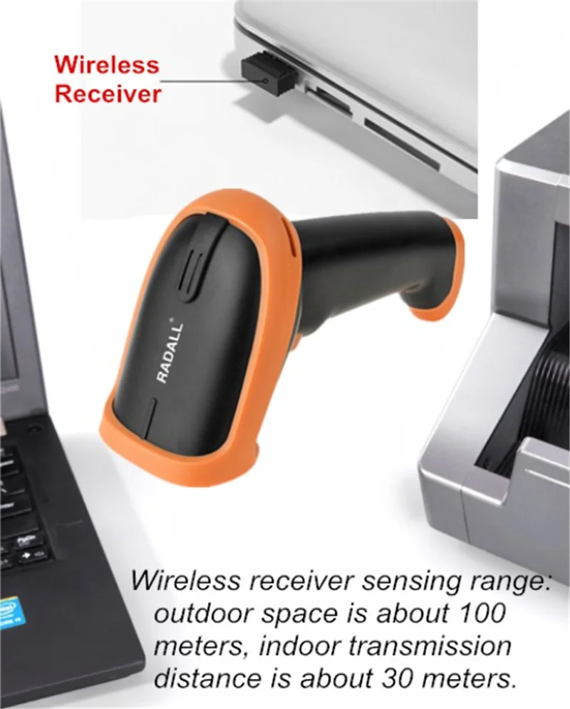 Wireless Barcode Scanner Wired Handheld 1D CCD Bar Code Reader for Inventory POS Terminal