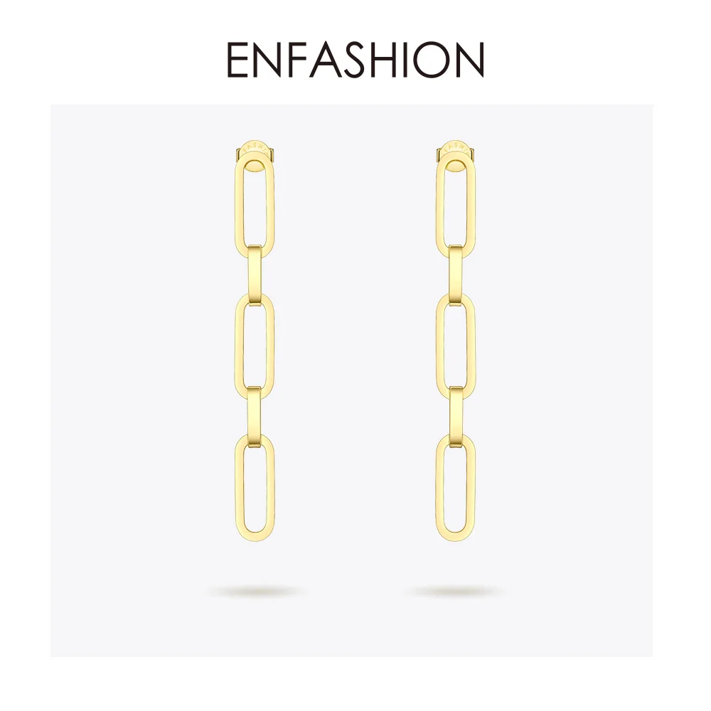 ENFASHION панк звено цепи Висячие серьги для женщин золотой цвет длинные кисточки простые висячие серьги Модные ювелирные изделия Pendientes E1119