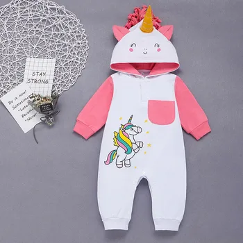 

2020 Autumn And Winter The New Baby Girls Clothes Ins Baby Jumpsuit Newborn Baby Clothes Baby Cute Unicorn Romper Go Out Romper