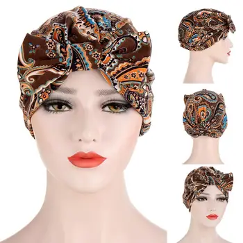 

Fashion Women Detachable Bowknot Paisley Plaid Muslim Turban Hat Bonnet Headwrap Muslim Turban Hat Bonnet Headwrap Muslim Turban